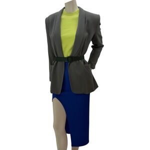 French Connection Top Vintage Blazer + 2 pc Blue Set  Belt Dopamine Office Siren